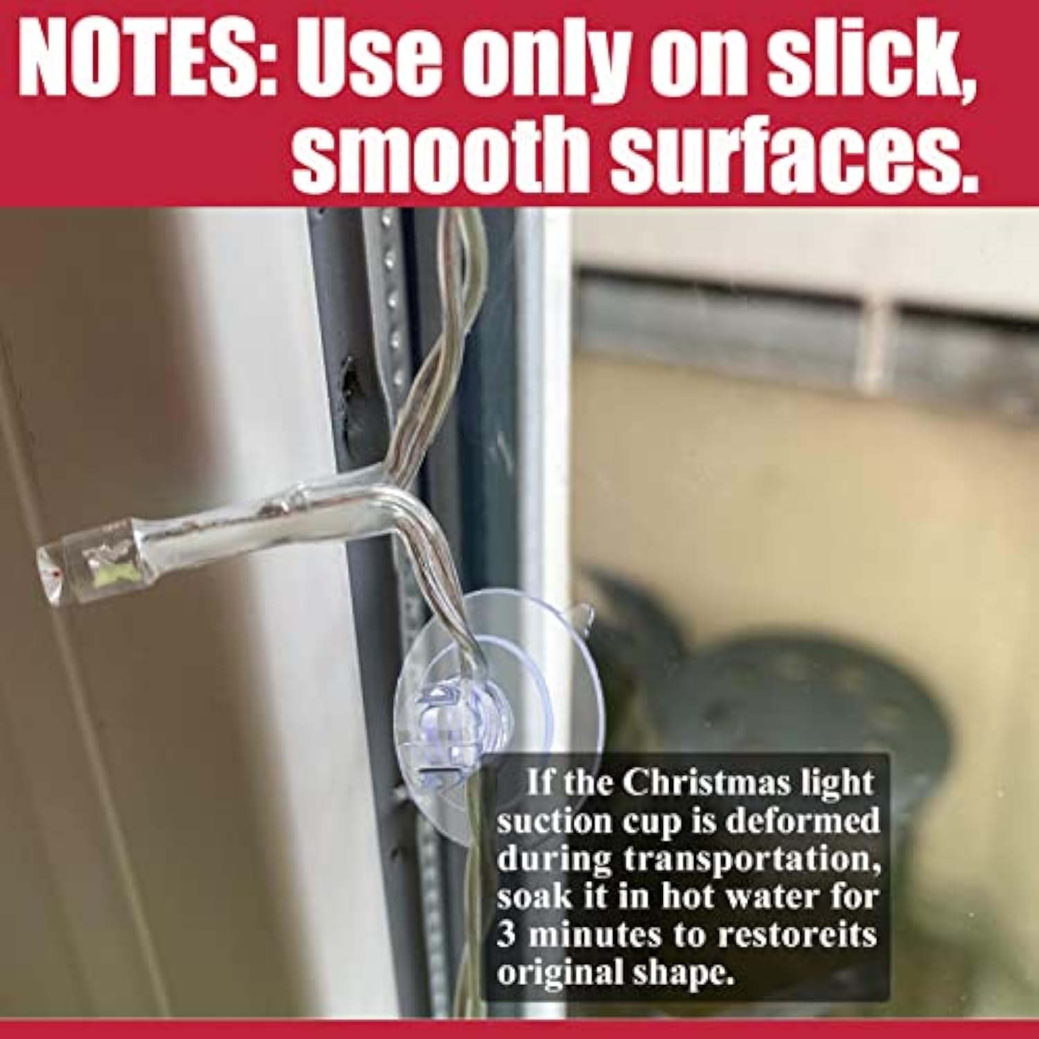 Mini Christmas Light Suction Cups [Set Of 60] - Small Holiday Light String Hooks Holders, Clear Rope Light Caddy Window Glass Suction Cup Clips Hang Seasonal Xmas Decorations