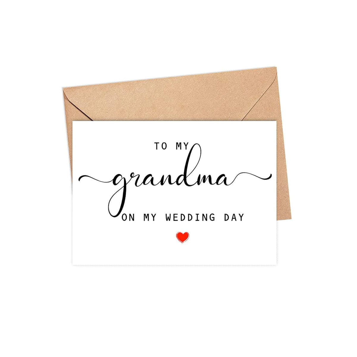 To My Grandma On My Wedding Day Card - Wedding Day Card - Family Of The Bride Or Groom Cards - Wedding Party Card - Calligraphy Card Grandma Wedding Day - Thank You Wedding Card