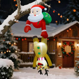 7 Ft Christmas Inflatable Outdoor Decorations, Blow Up Santa Claus With Reindeer Hanging Xmas Inflatables Decor With Led