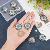 1 Box 10Pcs 30Mm Screw Back Buttons Round Vintage Western Style Blue T