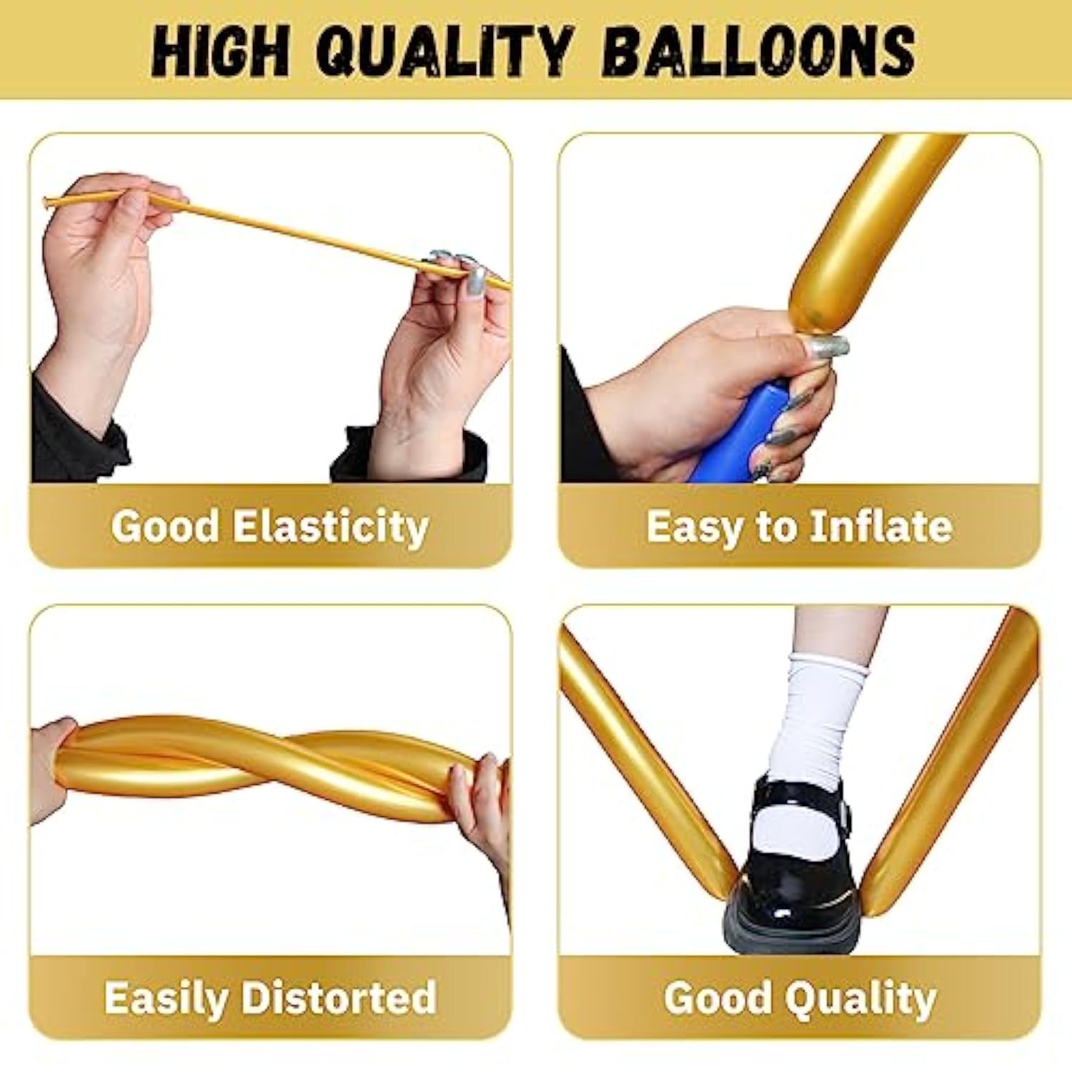 Metallic Long Balloons Art Kit For Twisting, Chrome 260Pcs Skinny Modeling Balloons Supplies For Birthday Party Wedding Festival Decorations