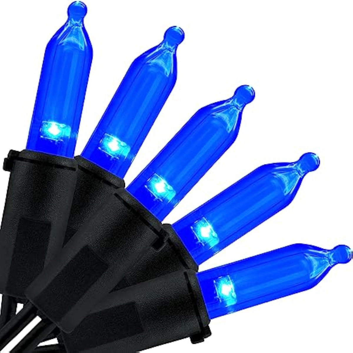 Blue Led Christmas Lights With Black Wire, 33 Ft 100 Count Ul Certified Commercial Grade Halloween String Light Set (Blu
