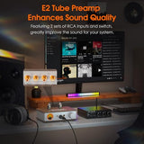 Tube Headphone Amp: for XLR, 4.4mm, 6.35mm HiFi Headphones, Stereo Preamplifier for Amplifiers, Speakers, Home Desktop Audio System, with VU Meter &