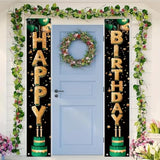 2 Pcs Happy Birthday Banner Decorations For Men Women Boys Girls Black Green Party Decorations Door Porch Sign Welcome Happy Birthday Party Supplies Hanging Backdrop Decor