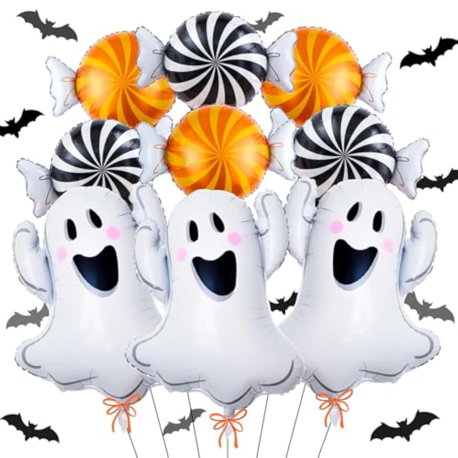 9pcs Halloween Balloon Set Ghost and Candy Foil Balloons for Party Decorations
