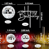 31Pc Disco Ball Cake Toppers & Happy Birthday Pick for 1970s Theme Party Decor