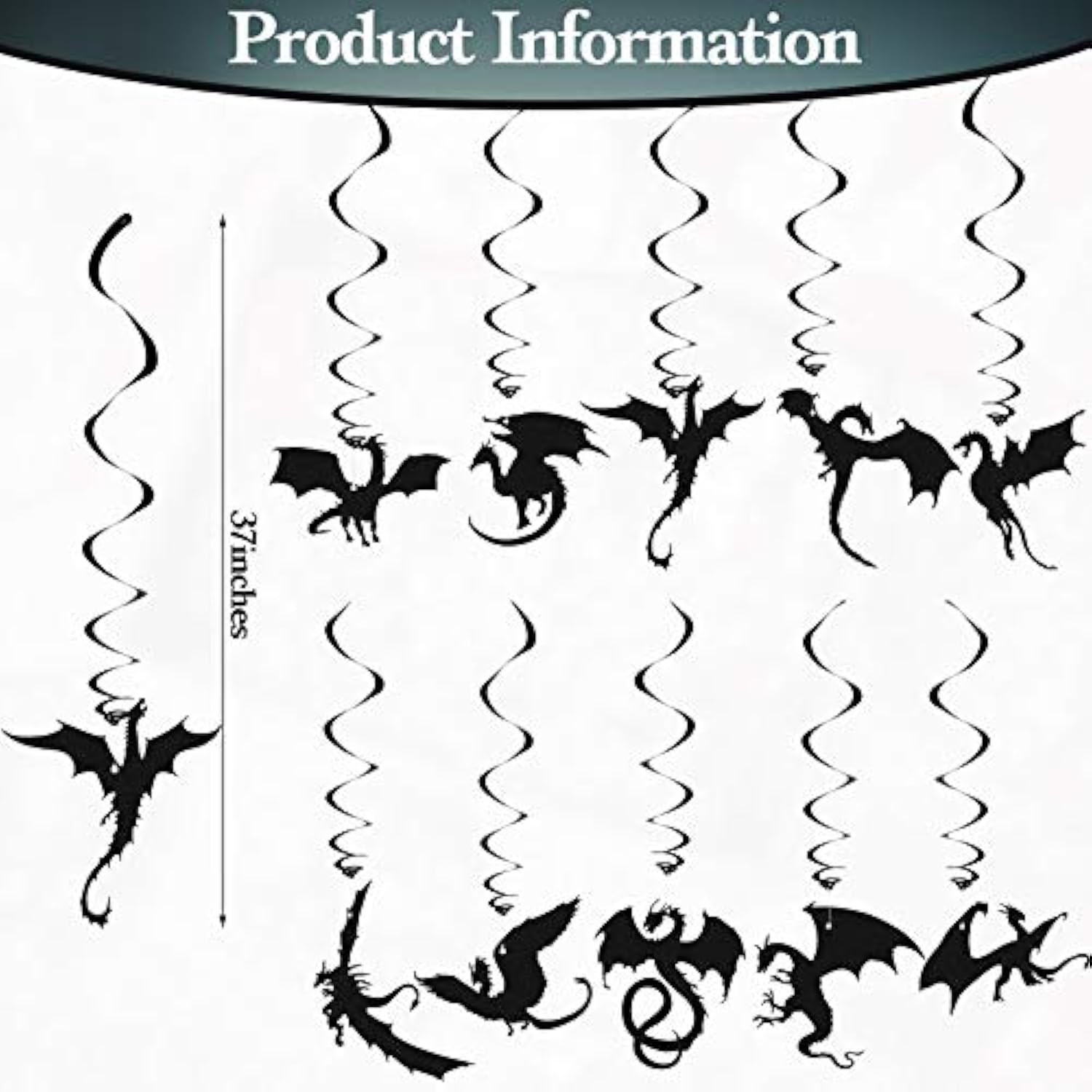 44 Pieces Dragon Party Supplies Dragon Theme Cake Decoration Happy Birthday Hanging Banner Swirls Cupcake Toppers Set For Birthday Party Supplies