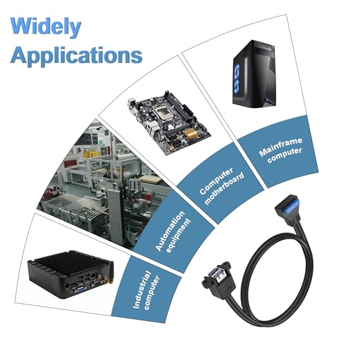 Motherboard 19/20Pin to Dual USB3.0 Cable Motherboard 19/20Pin Right Angle Female to Dual USB3.0 Female Panel Mount Cable with Two Panel Mount