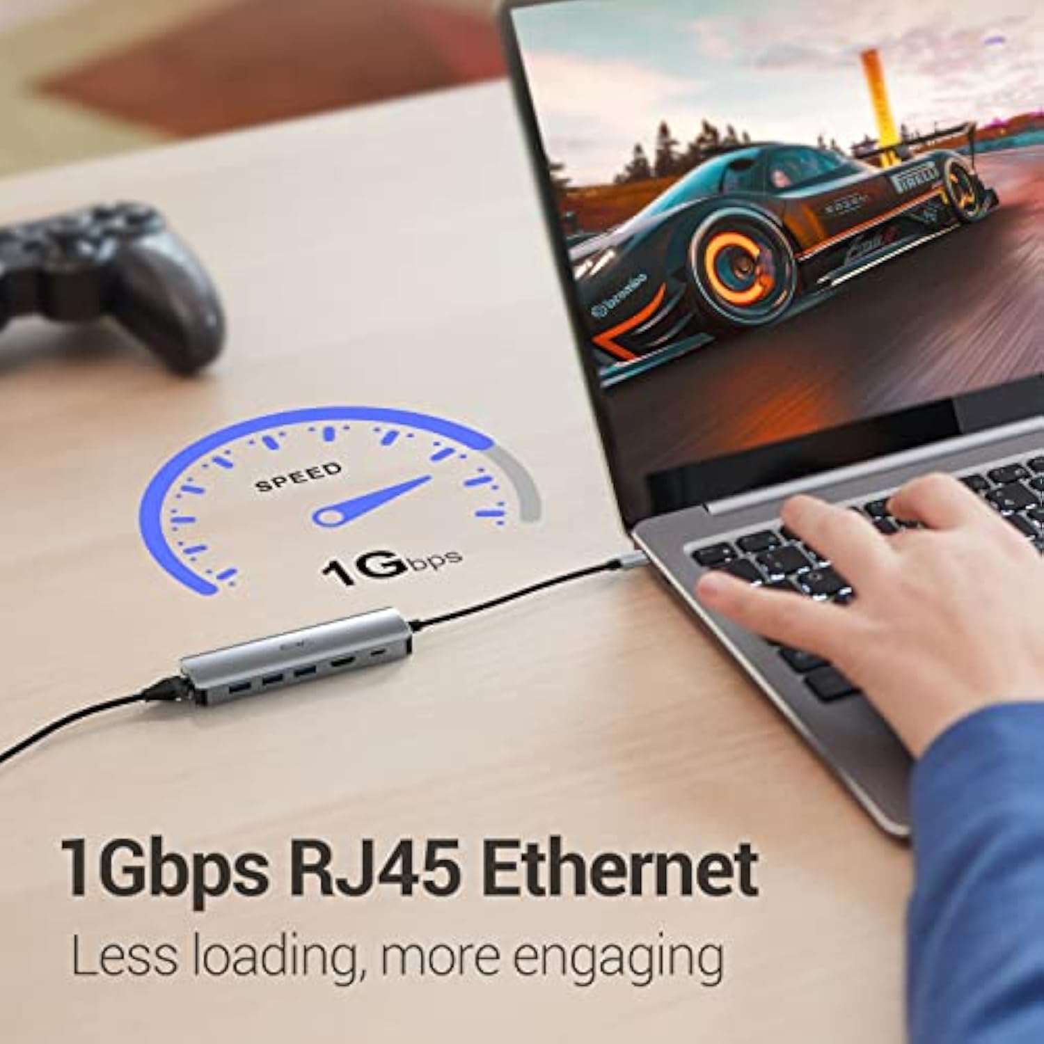 Usb C Hub, Usb C Multiport Adapter Hub With Rj45 Ethernet, 4K Hdmi, 100W Pd, 3