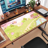 Cute Desk Mat Kawaii Large Gaming Mouse Pad Pink Green Sakura Extended Mousepad Xxl Computer Laptop Keyboard Mouse Mat Big Aesthetic Desk Decor Pad 31.5X15.7 In