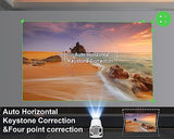Mini Portable Projector - 4K & 1080P Support, Wifi6 & Bluetooth 5.4, Auto Horizontal Correction, 180 Rotatable, Outdoor Movie Compatible With Phone