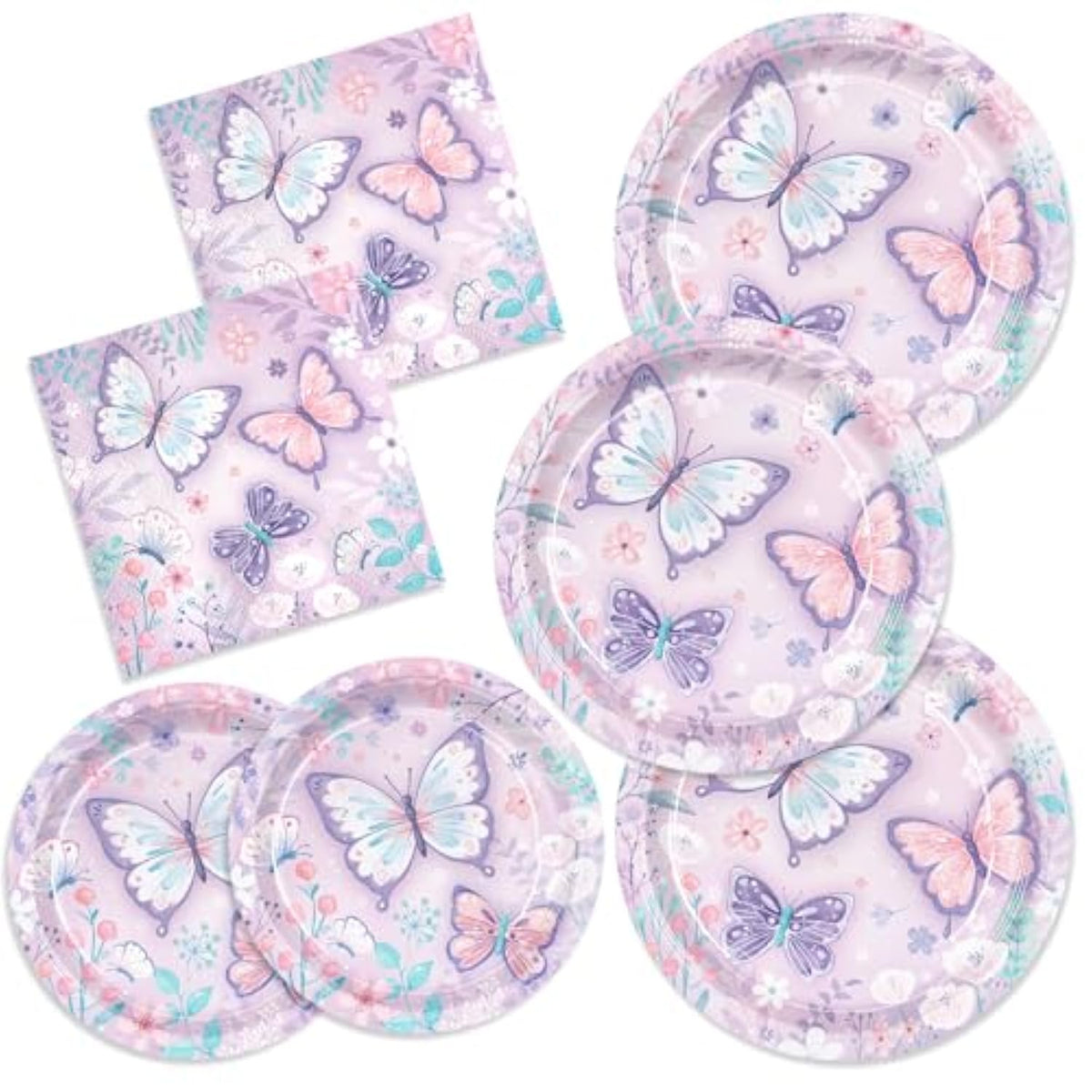 150Pcs Butterfly Birthday Party Supplies Purple Butterfly Paper Plates Napkins Disposable Tableware Set Butterfly Party Supplies For Boys Girls Birthday Decor Serves 50 Guests
