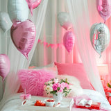 Pink White Heart Balloons, 18 Inch Baby Pink and White Heart Shaped Balloon