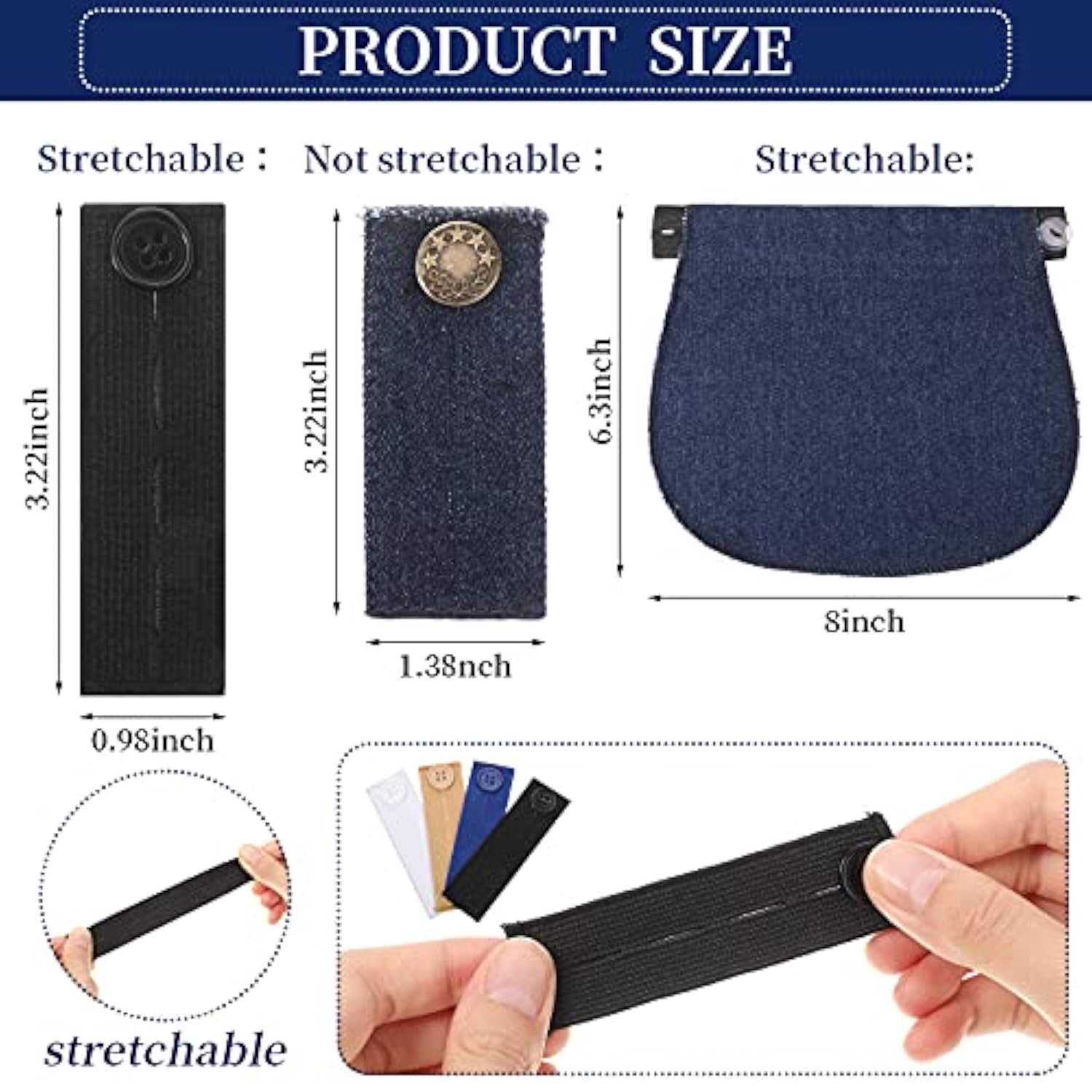 12 Pieces Button Extenders Set For Pants, Including Belly Button Exten