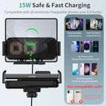 Wireless Car Charger Mount, 15W Dual Coil Rotatable Car Phone Holder Wireless Charger For Samsung Galaxy Z Fold 6/5/4/3/2, Z Flip, S25/S24/S23/S22 Series And Iphone, Car Charger Included