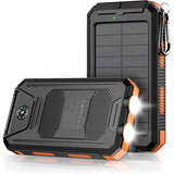 Power Bank,Solar Charger,36800Mah 5V3.1A Qc 3.0 Dual 2 Usb Port Built-In Powerful Flashlight Ipx7 Waterproof Dustproof Shockproof(Orange)