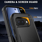 For Google Pixel 9A Case With Hd Screen Protector, Military-Grade Shockproof & Dual-Layer Protection, Anti-Slip Grip Design Phone Case, Black