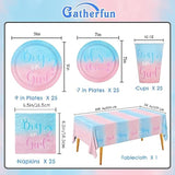 Gender Reveal Party Supplies – Boy or Girl Plates, Cups, Napkins & Tablecloth for 25 Guests