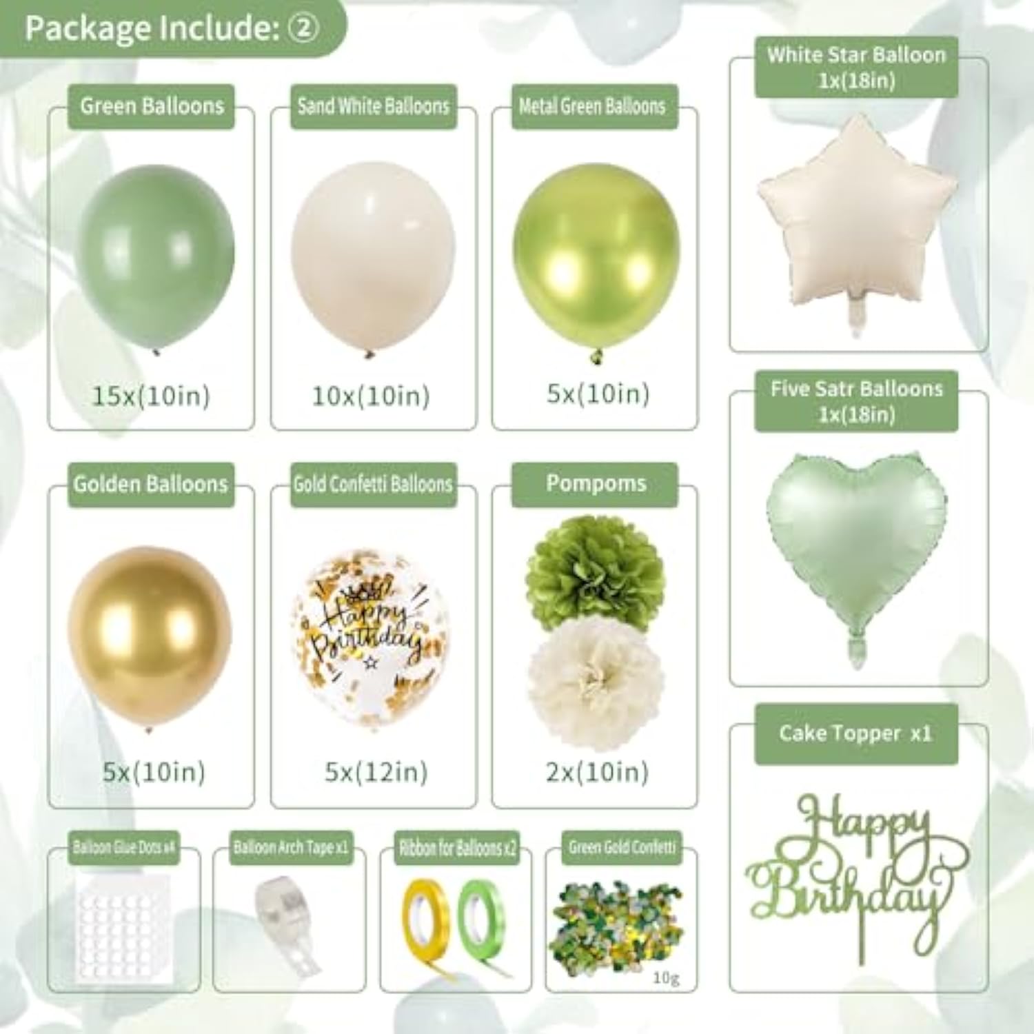 Sage Green Birthday Decorations, Green Gold Balloons Bday Party Decorations Happy Birthday Banner Green Fringe Curtain Tablecloth Crown Sash Paper Pom Poms For Girls Women Bday Decor