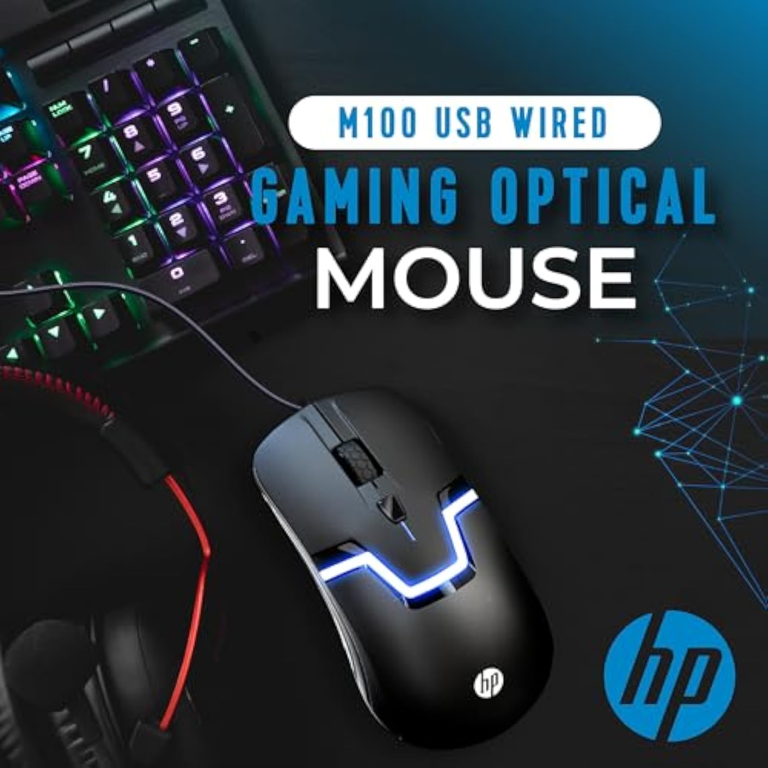 HP Wired RGB Gaming Mouse High Performance Mouse with Optical Sensor, 3 Buttons, 7 Color LED for Computer Notebook Laptop Office PC Home