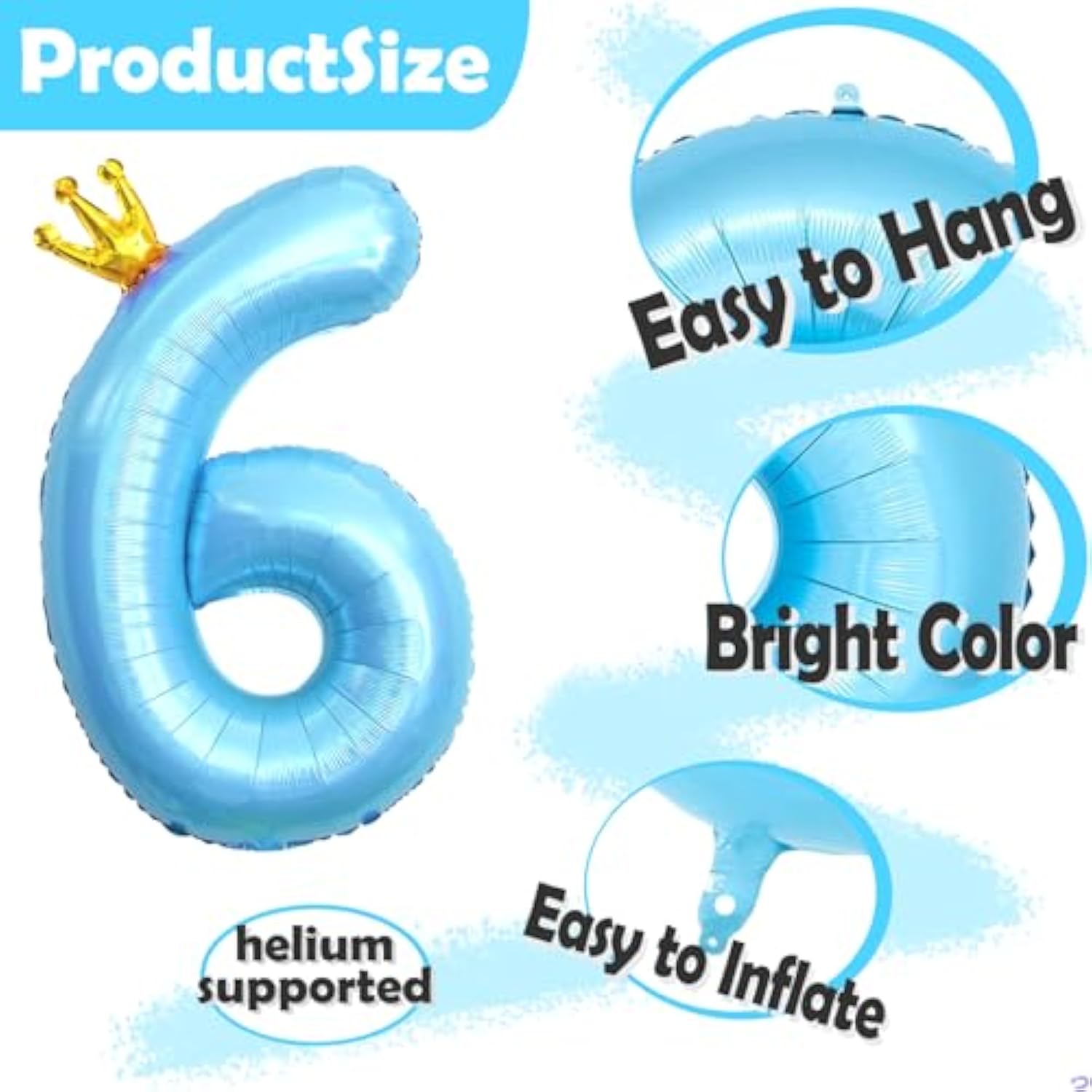 Frozen 6Th Birthday Party Decorations Balloon, 40" Elsa 6 Balloon With Crown Snowflake Foil Mylar Balloons For Princess Anna Elsa Frozen Theme Birthday Supplies, Birthday Decorations, Party Favors