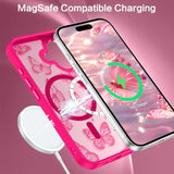 For Iphone 16 Plus Case,Cute Butterfly Pattern Iphone 16 Plus Magnetic Case [Compatible With Magsafe] Translucent Matte Slim Women Girl Protective Cover For Iphone 16 Plus 6.7",Hot Pink