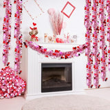 4 Strings Total 26.4 Ft Valentines Tinsel Garlands - Each 6.6 Ft Metallic Fringe Garland With Hearts Hanging Glitter Streamers For Wedding, Engagement, Anniversaries, Romantic Love Decorations
