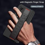 For Samsung Galaxy Z Fold 3 Case With Wrist Strap & Screen Protector & S Pen Slot,Magnetic Hinge Protective Bumper Case Ultra Slim Shockproof Anti-Scratch For Samsung Z Fold 3 5G (Black)