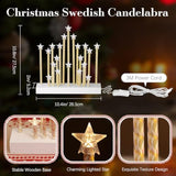 Christmas Swedish Candelabra, Star Flameless Candles With 20 Led Taper Electric Candles, Usb Powered Christmas Window Candle Light For Xmas Decoration Wedding Gift,White
