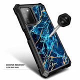 Case For Samsung Galaxy A03S With [Built-In Screen Protector], Full-Body Protective Shockproof Rugged Bumper Cover, Impact Resist Phone Case (Marble Design Sapphire)