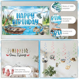 Fishing Birthday Party Decorations, 55 Pack Ofishally One Birthday Decorations, Gone Fishing Party Decorations Includes Backdrop, Tablecloth, Banner, Balloons, Centerpieces, Cupcake Toppers