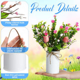 3 Set Easter Table Centerpiece Artificial Egg Picks With Metal Pots Easter Sprays With Eggs Berries Eucalyptus Flowers Plants For Spring Home Decor(White)