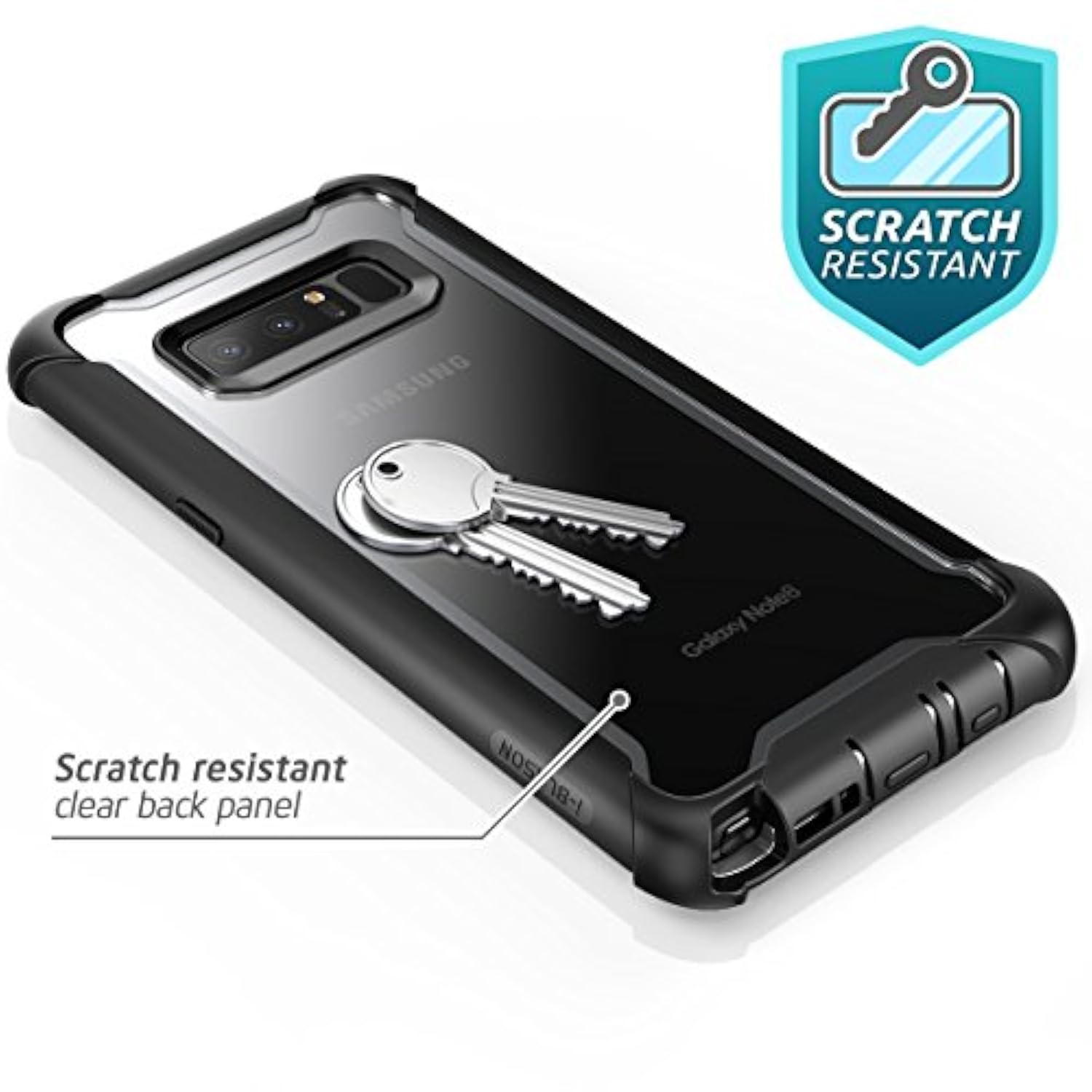 i-Blason Case for Galaxy Note 8 2017 Release, Ares Series Full-body Rugged Clear Bumper Case with Built-in Screen Protector (Black)