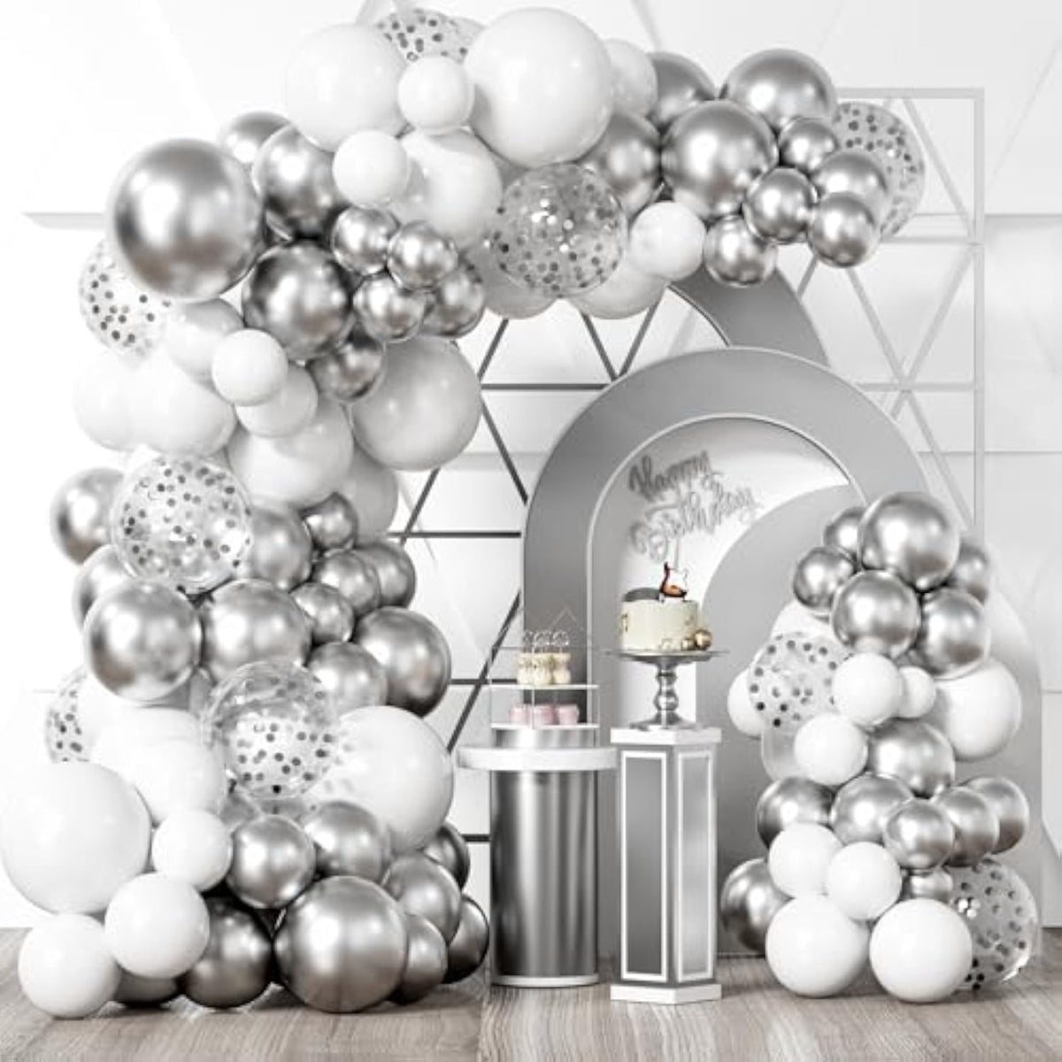 100pcs White & Silver Balloon Garland Kit – Winter Wonderland Wedding, Prom and Party Decor