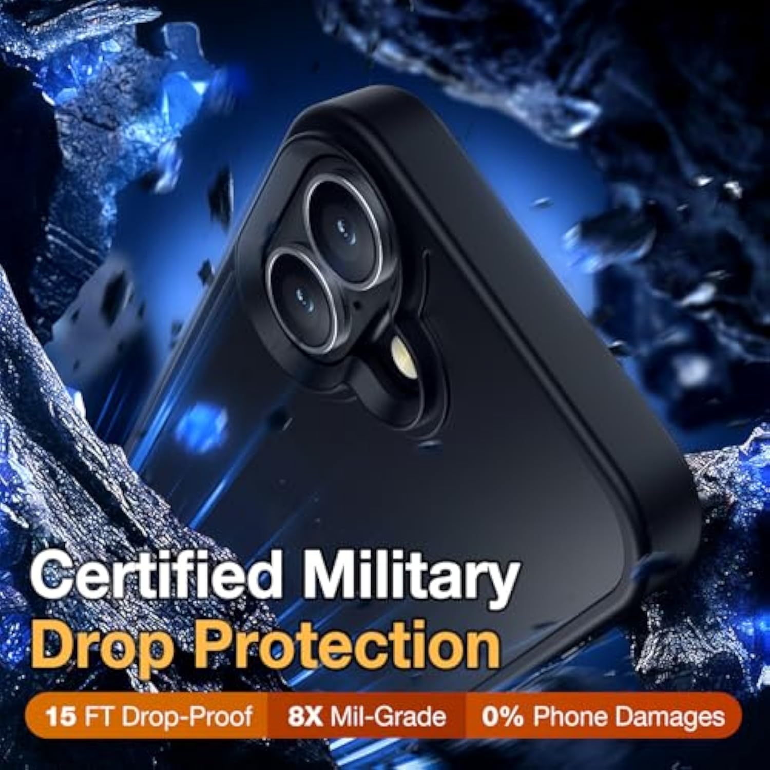 For Iphone 16 Phone Case, Shockproof For Iphone 16 Case, Military Grade Drop Protection, Protective Hard Back Slim Translucent Cover, Black
