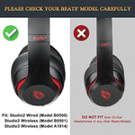 Replacement Ear Pads Cushions For Beats Studio 2.0 & 3 Wired/Wireless Over-Ear Headphones, Earpads With Soft Protein Leather, Noise Isolation Memory Foam (Black)
