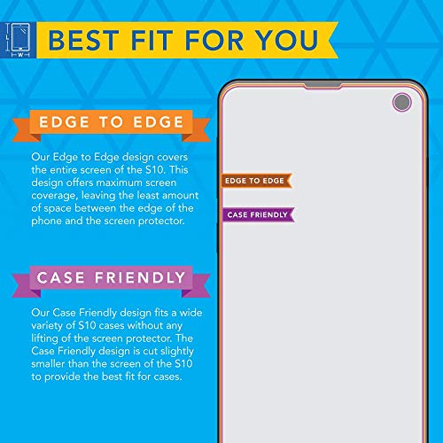 (2 Pack) for Samsung Galaxy S10 Screen Protector MilitaryShield Max Coverage HD Clear Film - Made in USA