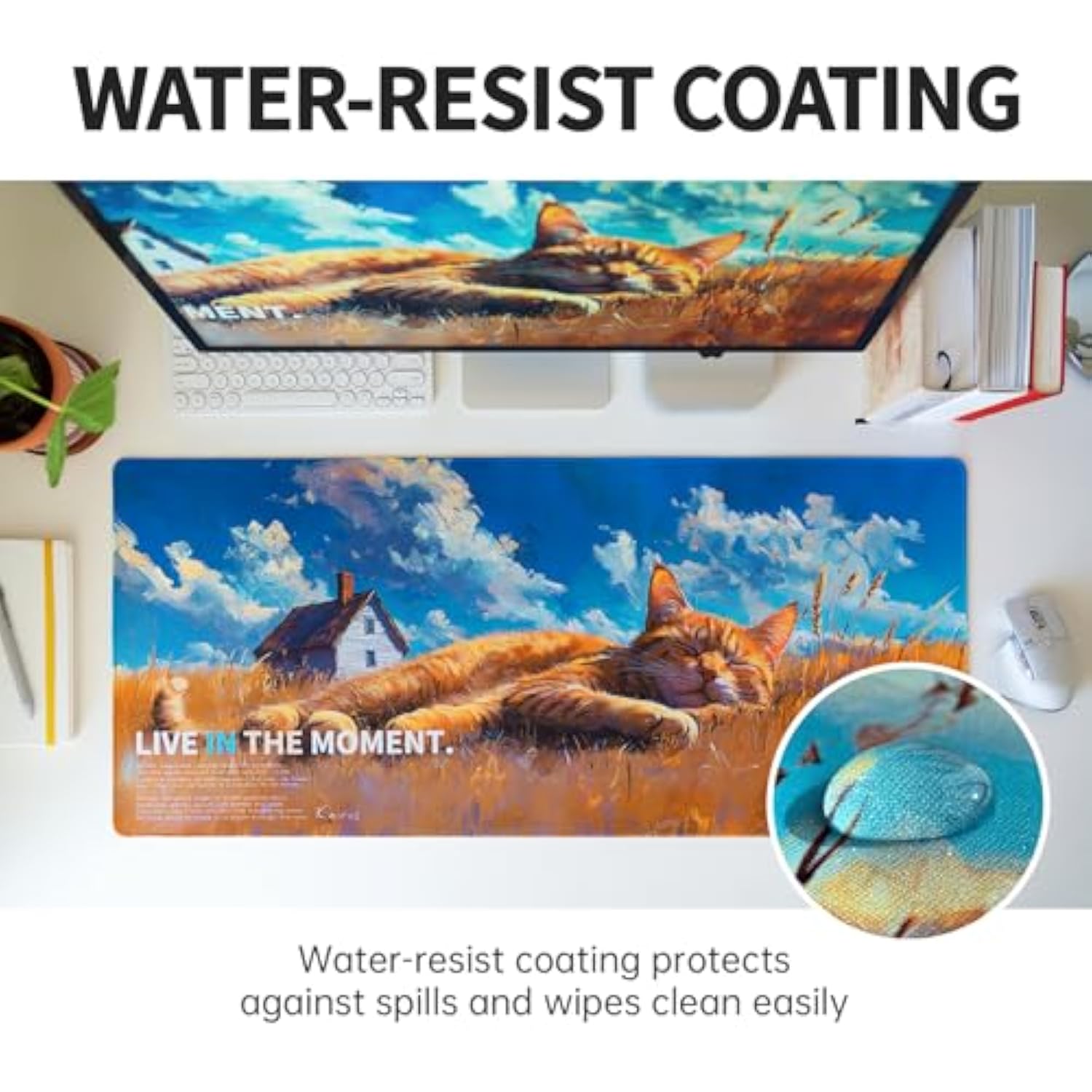 Extra Large Gaming Mouse Pad, Cute Computer Desk Mat, 35.5X15.7 Inches, 4Mm Thick Non-Slip Rubber Base, Water Resistant For Home/Office
