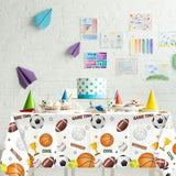 3 Pack Sports Birthday Party Decorations Sports Table Cloth Soccer Basketball Baseball Football Tablecloths For All Star Sports Themed Party Decorations, 54 X 108 Inch