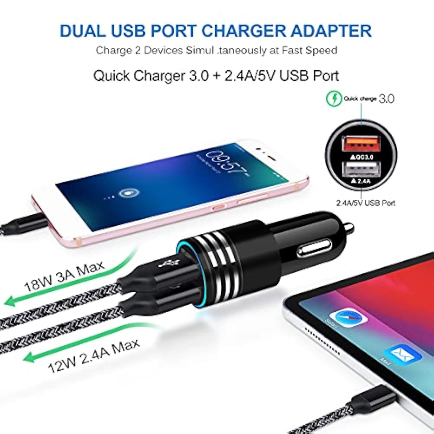 Usb Type C Fast Charger For Moto G Stylus 5G 2024 2023/G Power 2025 2024/G 2025/G Pure/G Play 2023/2021/G8 Power/G7 Play/Z4/Edge 5G Uw/One 5G Ace,Quick Charge 3.0 Car Charger Wall Adapter +3Ft Cable
