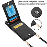 For Iphone 11 Case Wallet Card Holder Leather Pu Flip Cover Folio Lanyard Crossbody Strap Women Girl Magnetic Clasp Kickstand Heavy Duty Protective Bumper Armor For Iphone 11 Black