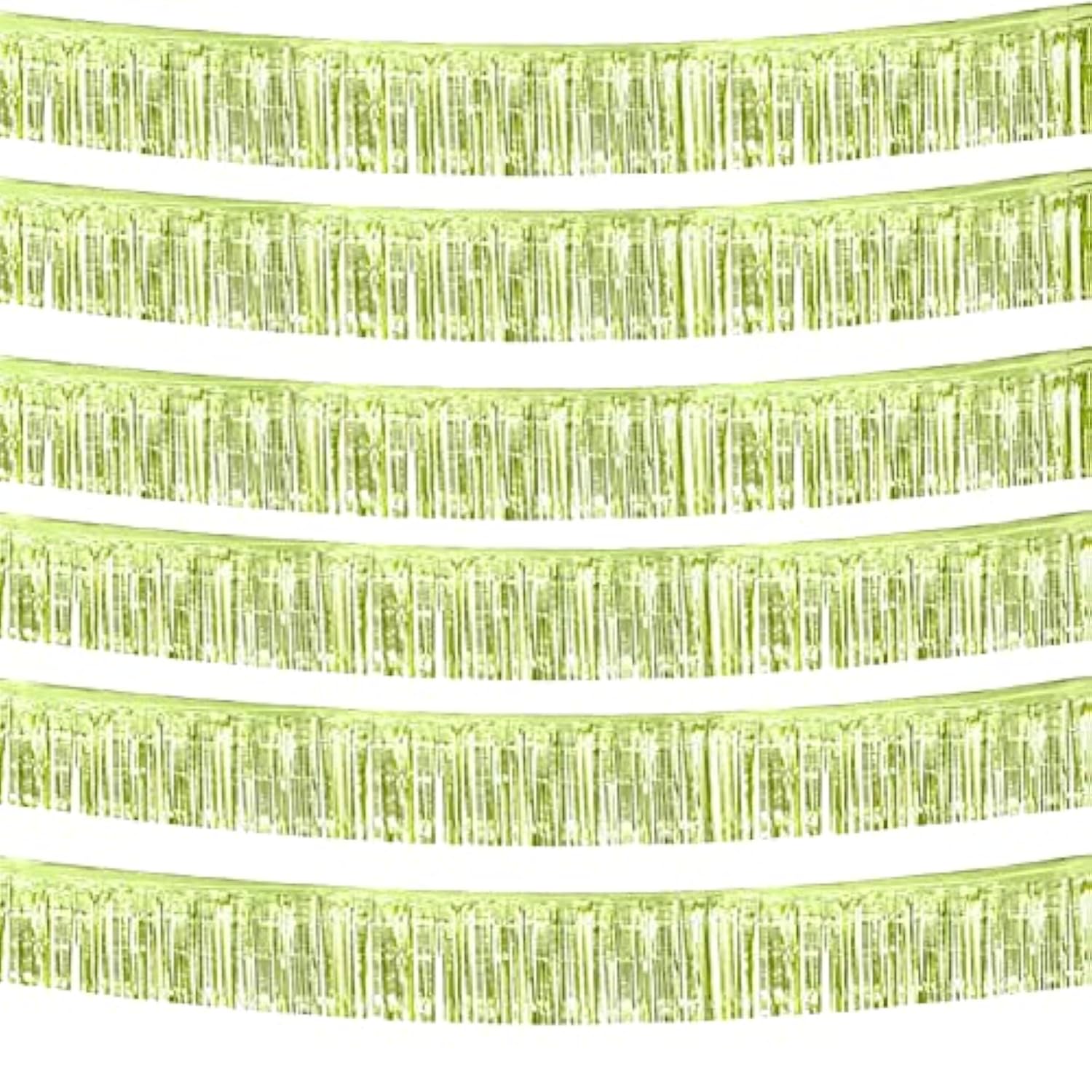 6 Pack 10 Feet Foil Fringe Garland Metallic Tinsel Streamers Banner Wall Hanging Backdrop Banner For Parade Floats, Thanksgiving, Christmas, Birthday, Halloween Party Decorations(Light Green)