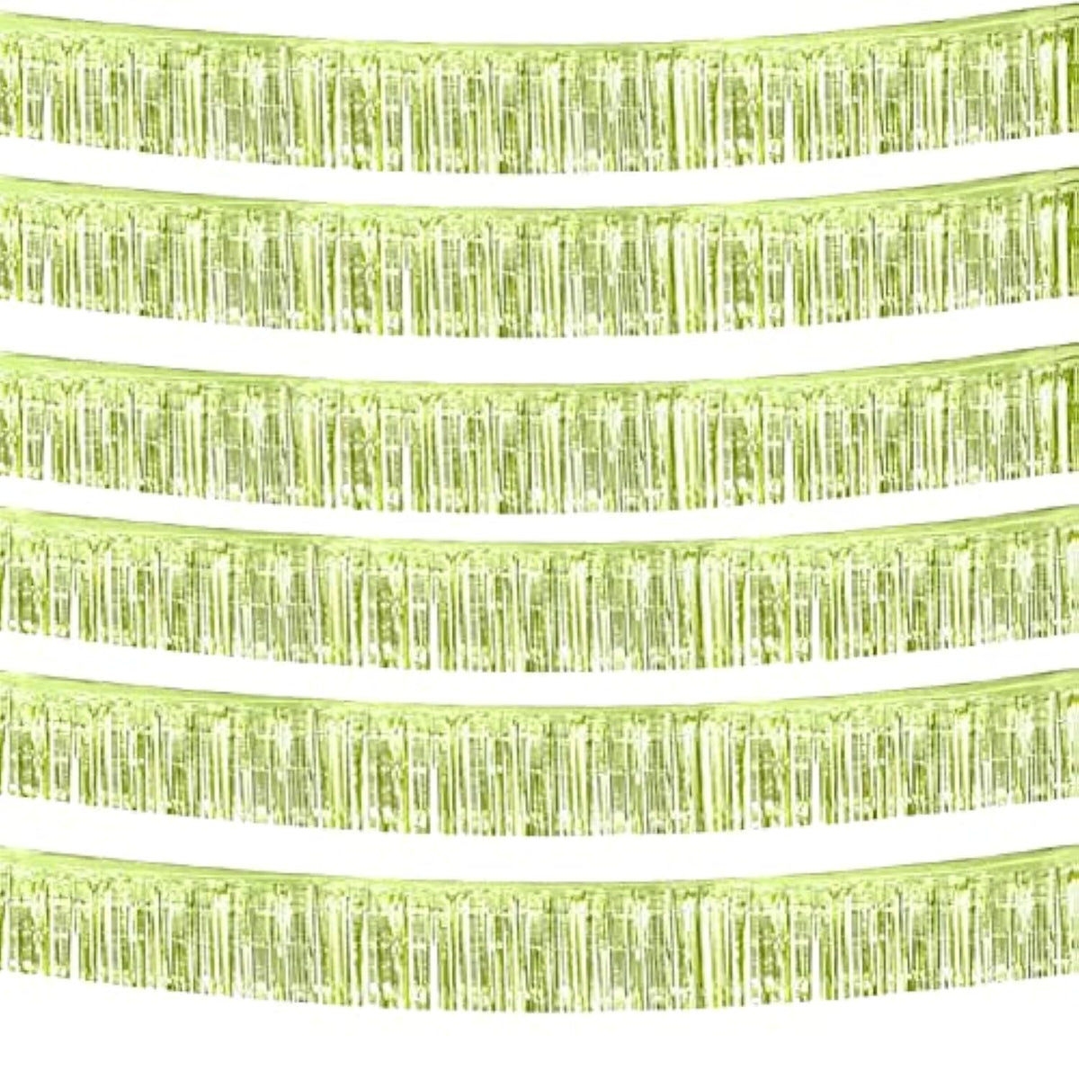 6 Pack 10 Feet Foil Fringe Garland Metallic Tinsel Streamers Banner Wall Hanging Backdrop Banner For Parade Floats, Thanksgiving, Christmas, Birthday, Halloween Party Decorations(Light Green)