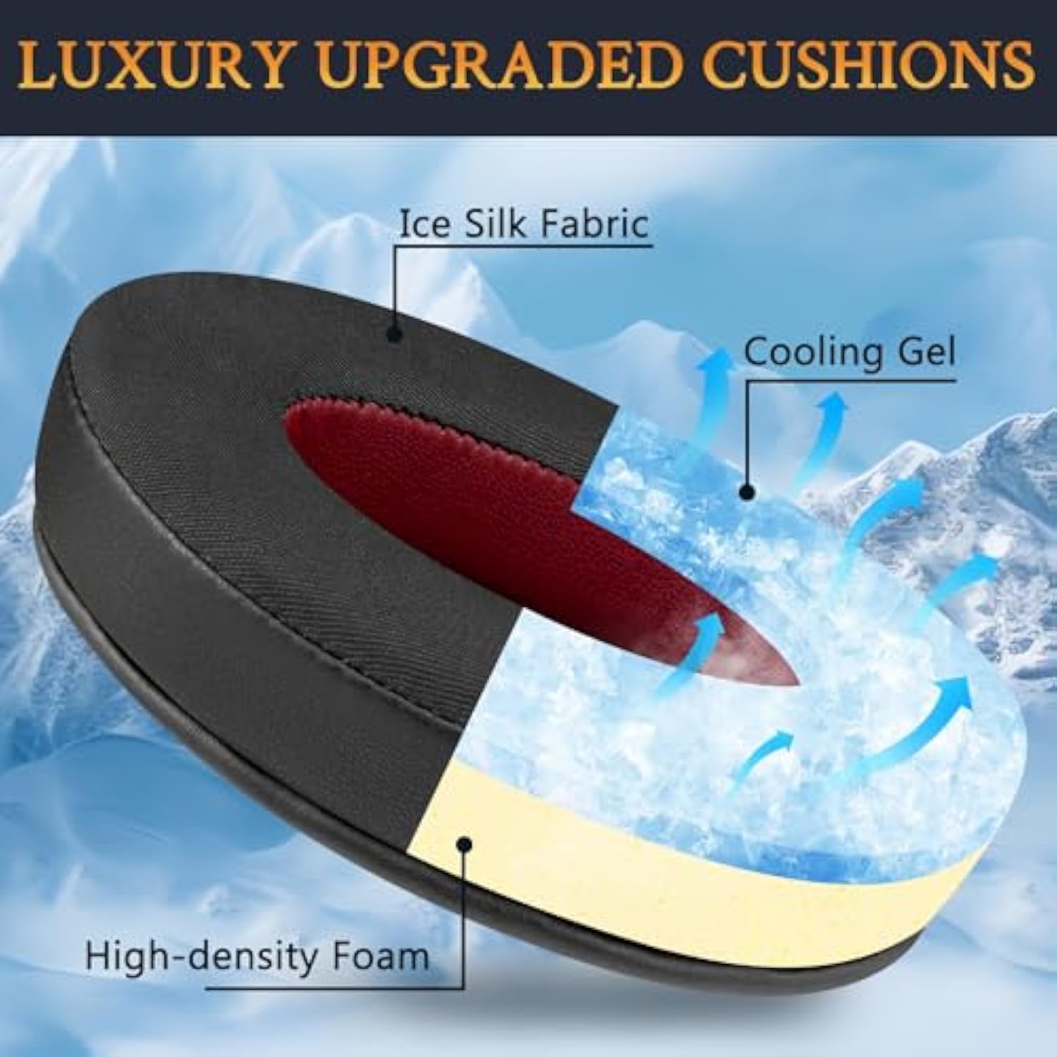 Cooling-Gel Earpads For Razer Barracuda/Barracuda X/Barracuda X Chroma (Do Not Fit Barracuda Pro) Headphones, Ear Pads Cushions With Noise Isolation Foam, Ice Silk Fabric - Black