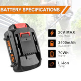 2-Pack 3.5Ah 20V Lithium Battery Replacement for Worx Powershare Tools