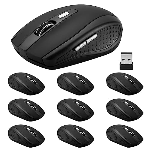 2.4Ghz Wireless Mouse - 6 Button, Nano Receiver For Laptop, Pc, Chromebook, Notebook, Office - 10 Pack
