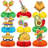 9Pcs Fiesta Party Decorations Mexican Party Honeycomb Table Centerpiece Cinco De Mayo Party Table Decoration Honeycomb For Taco Party Mexican Themed Party Birthday Day Of The Dead Supplies