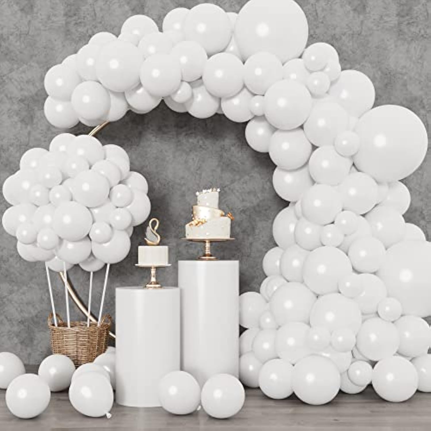 129Pcs White Balloons Different Sizes 18 12 10 5 Inch For Garland Arch