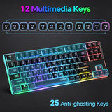 87 Keys Tkl Wired Gaming Keyboard With Wrist Rest, Detachable Usb-C Cable, Rgb Backlight, Full Metal Panel Keyboard Compatible With Pc Laptop Mac Xbox Ps4 Ps5 (Black)