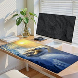 Polar Bear Gaming Mouse Pad, 31.5"×11.8" Extended Desktop Mouse Pads For Keyboard Laptop Computer, Sunset Cute Bears Large Desk Mat With Stitched Edges For Work Office Desk Decor